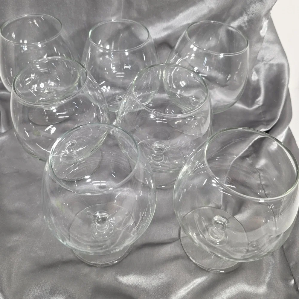 Set of 7 Clear Glass Brandy Snifters Cognac Balloon Glasses 5.25 Inch Barware